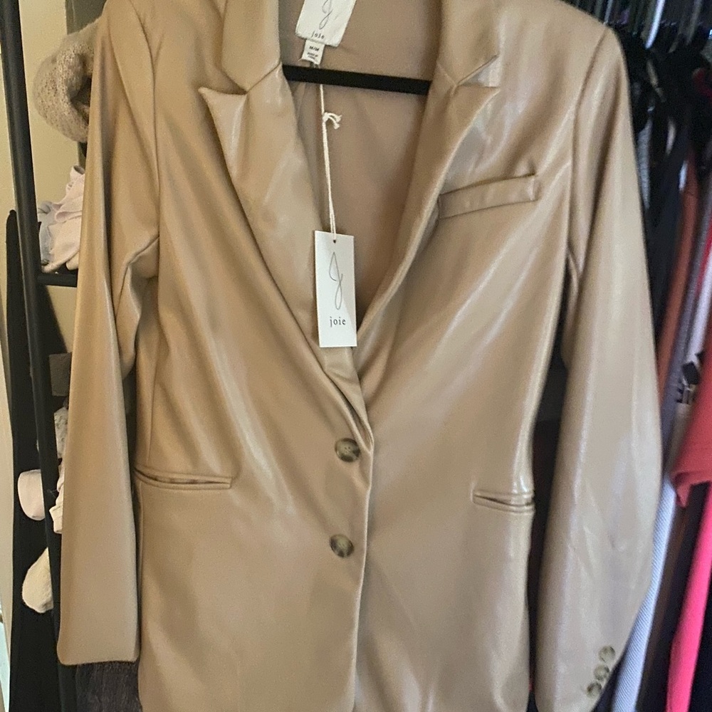 Faux leather blazer